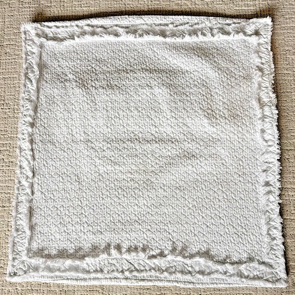 Crate & Barrel White Organic Cotton Euro Pillow Shams 26x26 Fringe‎ Set of 2
